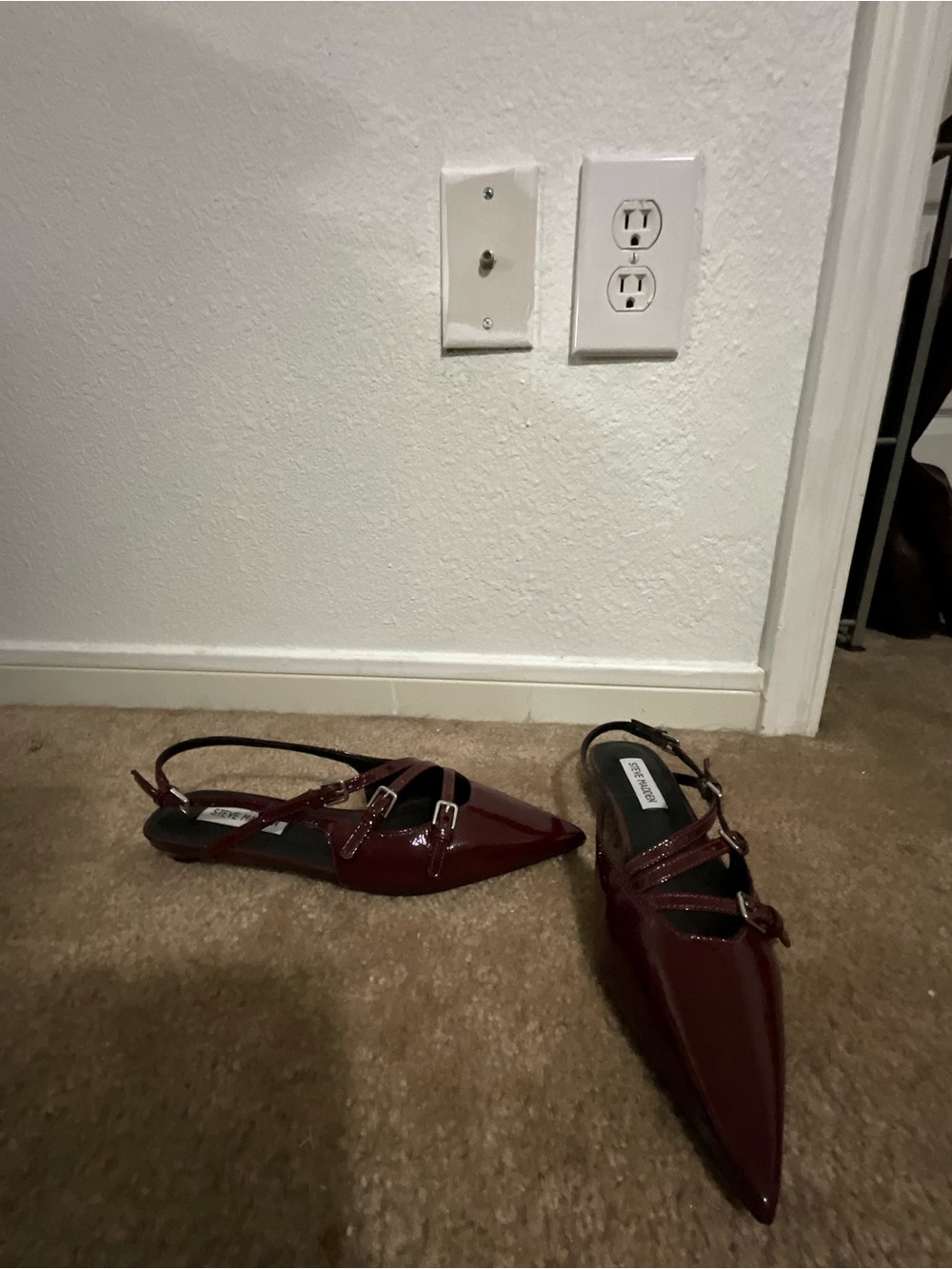 Steve Madden Pointed Slingback Flats in Burgundy Patent